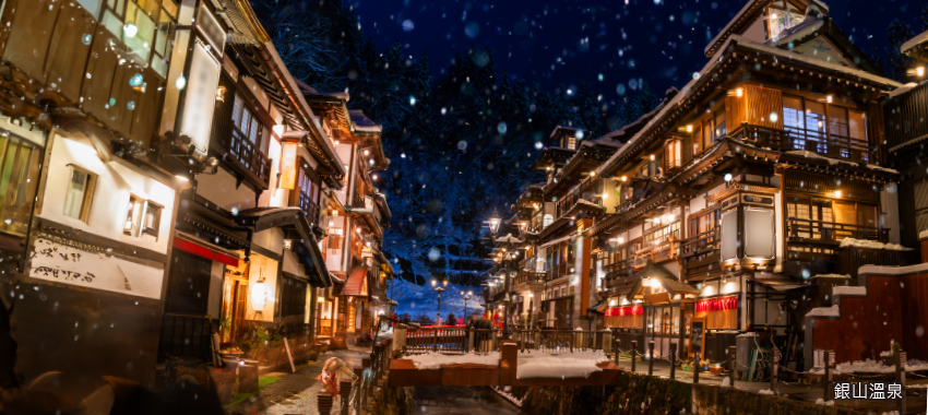 銀山溫泉夜間景色